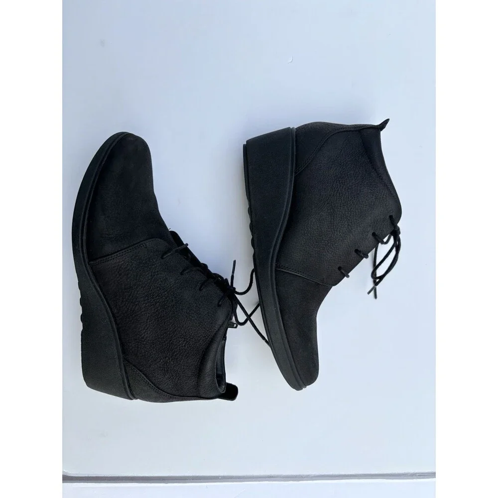 Clarks Unstructured Women's Ankle Booties Black Leather Lace Up Wedge Size 8 M